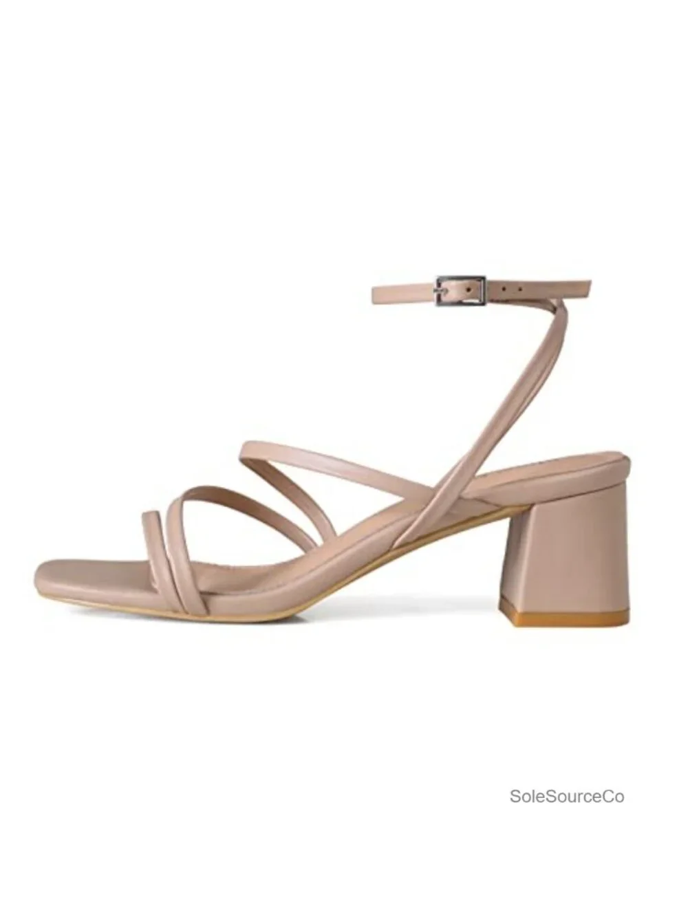 Low Chunky Block Heel Sandals Square Open Toe Ankle Strap Heeled Sandals